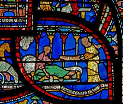 Részlet a Miracle Window-ból, amely Richard Sunieves történetét ábrázolja alkotó: English School