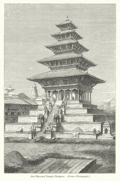 Devi Bhowani templom, Bhatgaon (metszet) alkotó: English School