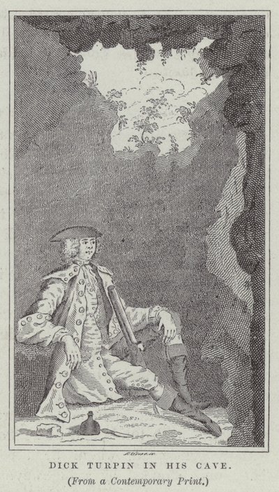 Dick Turpin a barlangjában (metszet) alkotó: English School