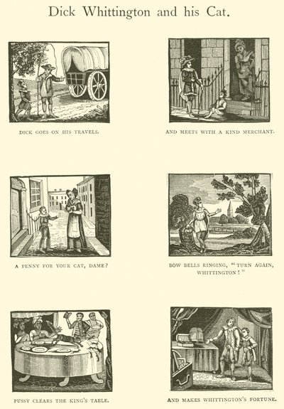 Dick Whittington és macskája (fametszet) alkotó: English School