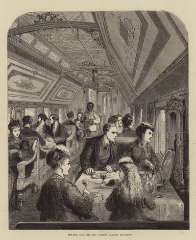 Étkezőkocsi a Union Pacific Railway-n (metszet) alkotó: English School