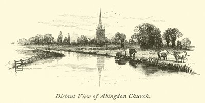 Távoli kilátás az Abingdon-templomra alkotó: English School