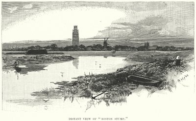 A "Boston Stump" távoli látképe (metszet) alkotó: English School