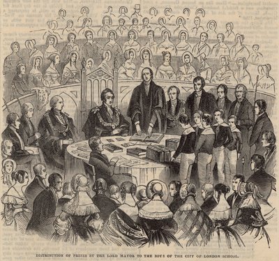A Lord Mayor díjakat oszt ki a City of London School fiúi között alkotó: English School