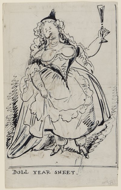 Doll Tear Sheet, 1825 körül (toll és tinta papíron) alkotó: English School
