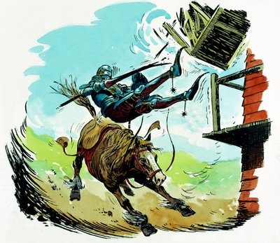 Don Quijote töltés egy szélmalom alkotó: English School