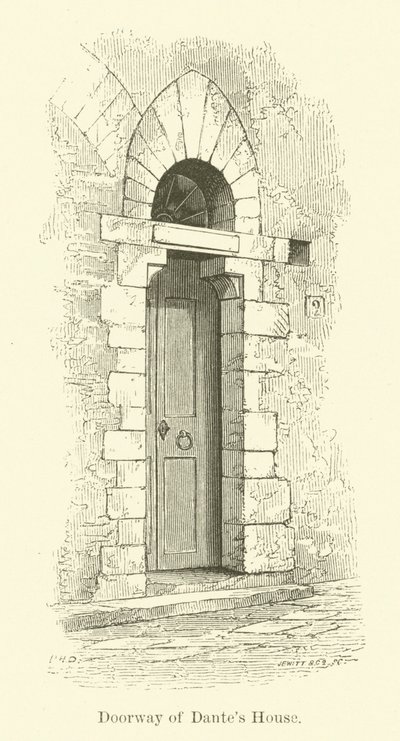 Dante házának ajtaja (metszet) alkotó: English School