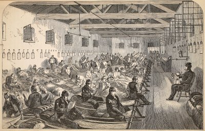 Kollégium a Coldbath Fields-i börtönben, illusztráció a The Criminal Prisons of Londonból és jelenetek a börtönéletből Henry Mayhew és John Binny, pub. 1862 alkotó: English School