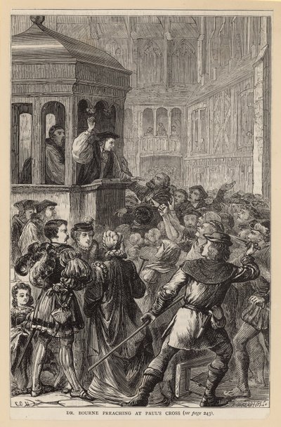 Dr. Bourne prédikál a St Pauls Crossnál alkotó: English School