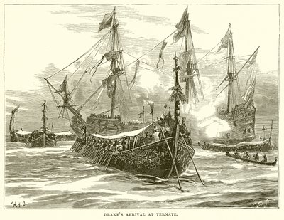 Drakes érkezése Ternatéba alkotó: English School