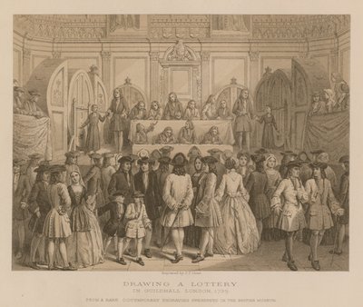 Sorsolás a londoni Guildhallban, 1739 alkotó: English School