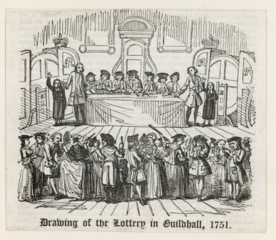 A Guildhall-i lottó sorsolása, 1751 alkotó: English School