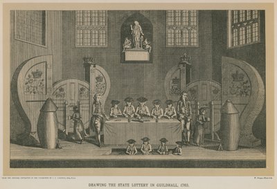 Az állami lottó sorsolása Guildhallban, 1763 alkotó: English School