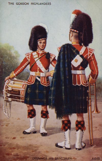 A Gordon Highlanders dobosa és zenésze (színes litográfia) alkotó: English School