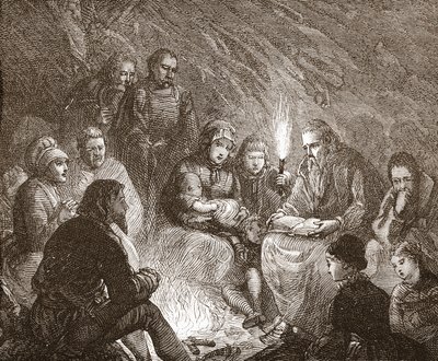Holland protestánsok rejtőzködnek, illusztráció: James Aitken Wylie (1808-1890) A protestantizmus története című könyvéből, pub. 1878 alkotó: English School