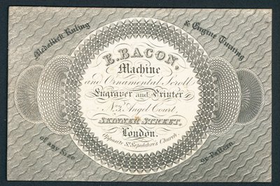 E Szalonna, gravírozó és nyomdász, kereskedelmi kártya alkotó: English School