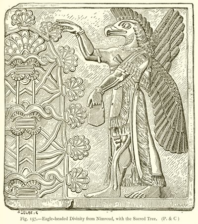 Sasfejű istenség Nimroudtól, a szent fával alkotó: English School