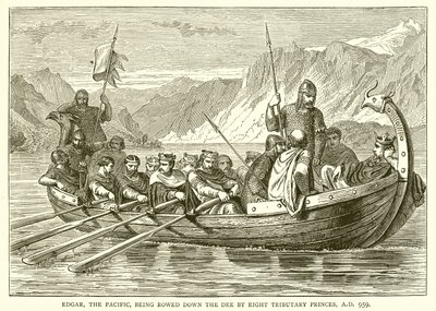 Edgar, a Csendes-óceán, amelyet nyolc mellékherceg evezett le a Dee-n, Kr. u. 959 alkotó: English School