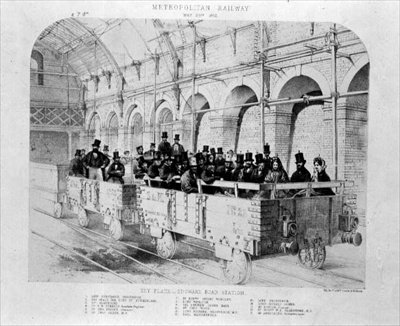 Edgware Road pályaudvar a Metropolitan Railway induló útján, 1862. május 24. (litho) alkotó: English School