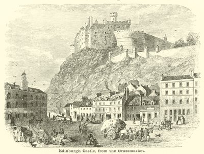 Edinburgh kastély, a Grassmarket felől alkotó: English School