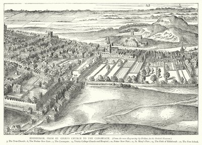 Edinburgh, a St Giles-templomtól a Canongate-ig (metszet) alkotó: English School