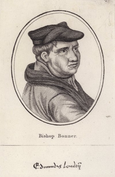 Edmund Bonner, angol pap és London püspöke, aki I. Mária uralkodása alatt üldözte a protestánsokat (metszet) alkotó: English School