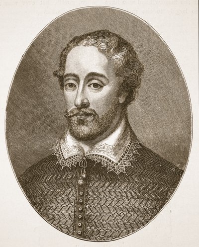 Edmund Spenser, G. Vertue metszetéből, illusztráció a The Church of England: A History for the People című könyvéből, H.D.M. Spence-Jones, kocsma. 1910 körül (szépia fotó) alkotó: English School