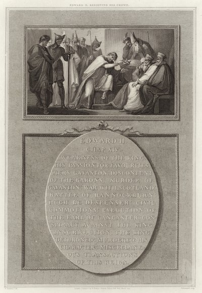 II. Edward lemond a koronájáról alkotó: English School
