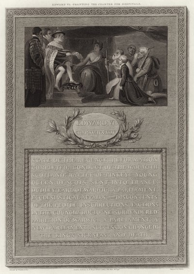 VI. Edward a Kórházak Chartájának megadása alkotó: English School