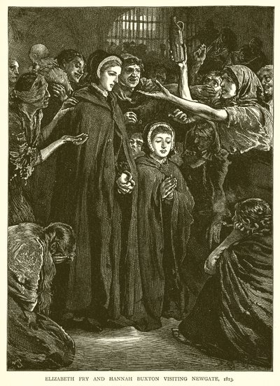 Elizabeth Fry és Hannah Buxton Newgate-be látogat, 1813-ban alkotó: English School