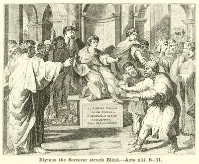 Elymas, a varázsló megütötte vakot, ApCsel, xiii, 8, 11 alkotó: English School
