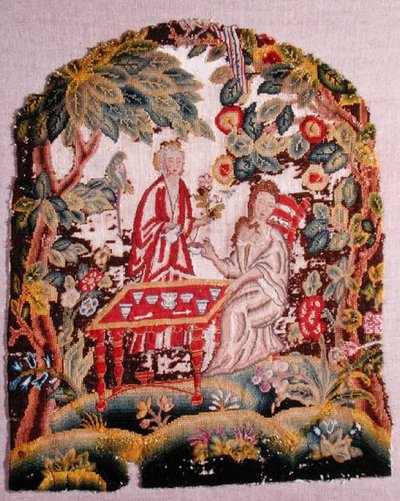 Hímzett szék, 1700 körül (gyapjú és selyem, vászon) alkotó: English School