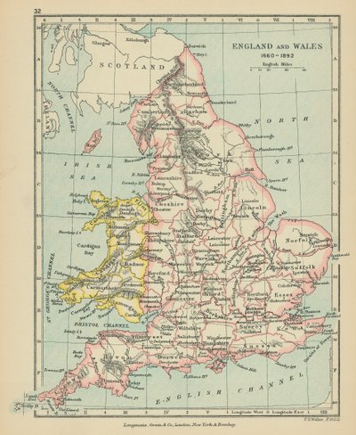Anglia és Wales (színes litográfia) alkotó: English School