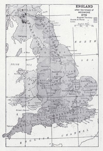 Anglia a 878-as Wedmore-i szerződés után (litho) alkotó: English School