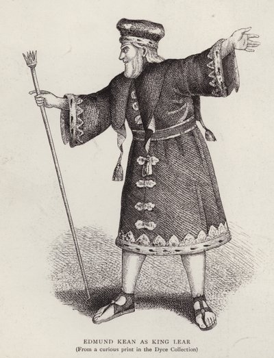 Edmund Kean angol színész a címszerepben Shakespeare Lear királyában (litho) alkotó: English School
