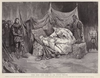 Henry Irving és Ellen Terry angol színészek Shakespeare Lear király című produkciójában a londoni Lyceum Theatre-ben alkotó: English School