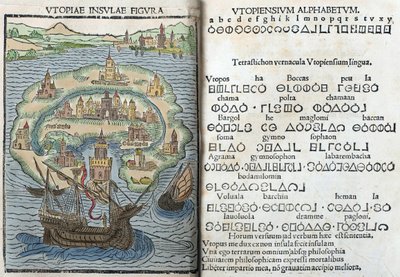 Thomas More metszet az „Utópiából”. alkotó: English School