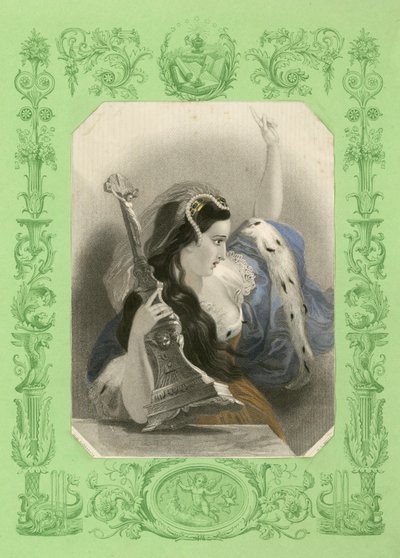 Wütende Frau, kurz davor, ein Kruzifix zu werfen von English School