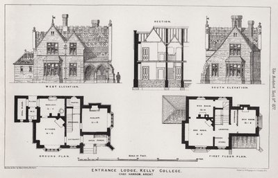 Entrance Lodge, Kelly College (metszet) alkotó: English School