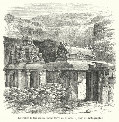 Az ellorai Indra Subha-barlang bejárata (metszet) alkotó: English School