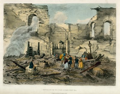 A fegyvertár bejárata, Tower of London Fire, 1841 alkotó: English School