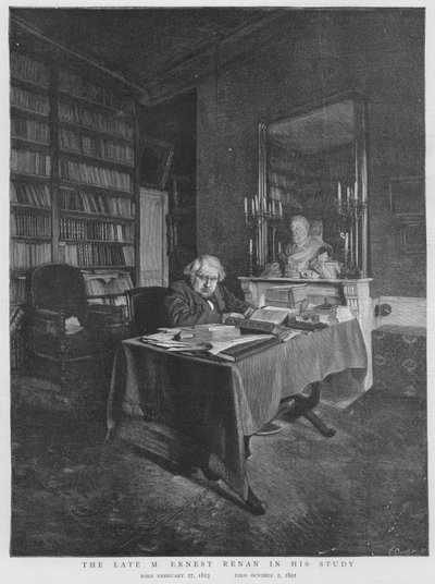 Ernest Renan francia filozófus és vallástörténész tanulmányában (litho) alkotó: English School