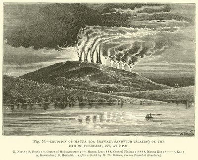 Mauna Loa kitörése (Hawaii, Sandwich-szigetek) 1877. február 14-én, 21 órakor alkotó: English School