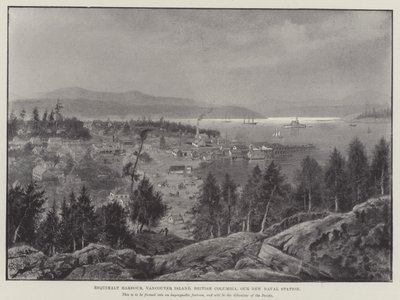 Esquimalt kikötő, Vancouver-sziget, British Columbia, Új haditengerészeti állomásunk (metszet) alkotó: English School