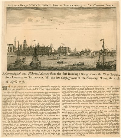 A London Bridge pontos képe a néhai ideiglenes híd kigyulladása óta, 1758. április 11 alkotó: English School