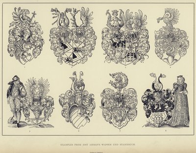 Példák Jost Amman címeréből és családi könyvéből (litho) alkotó: English School