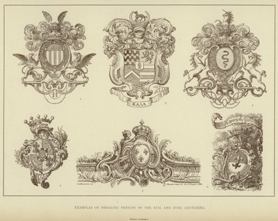 Példák a XVII és XVIII. század heraldikai terveire (litho) alkotó: English School