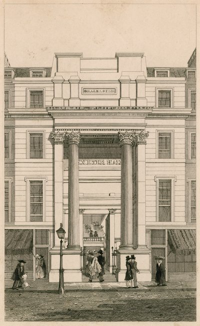 Exeter Hall, Strand, London; a Gentlemans Magazine-tól; bizonyíték alkotó: English School