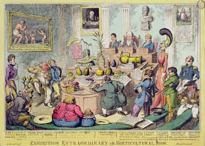 Rendkívüli kiállítás a kertészeti szobában, metszett George Cruikshank (1792-1878), kocsma. G. Humphrey, 1826 (színes rézkarc) alkotó: English School