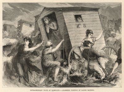 Rendkívüli hullám Ramsgate-nél; Fürdő hölgyek riasztó helyzete alkotó: English School